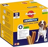 Pedigree DentaStix Hundesnack für mittelgroße Hunde (10-25kg), Zahnpflege-Snack mit Huhn und Rind, 1 Packung je 56 Stück (1 x 1.44 kg)