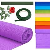 8 Farben Krepppapier Krepppapier Bunt Crepe Papier Krepppapier Rollen Floristenkrepp Krepp Krepp-Papier-Blumenpapier 25 * 250cm für Die Herstellung von Valentinstag-Blumen DIY Blumenpapier-Handwerk