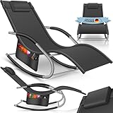KESSER® Sonnenliege Relaxliege Schwungliege | Gartenliege | Gartenstuhl | Liegestuhl | Schaukelsessel | ergonomische Relaxsessel | Kopfkissen | wetterfest | 150 kg Belastung | Anthrazit