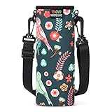 Nuovoware Trinkflaschenhalter, Premium Neopren Tragbare Isolierte Trinkflaschenhalter Tasche 750ml mit Verstellbarem Schultergurt, Edelstahl, Glas- / Plastikflaschen, Großformat - L NYHXgrün