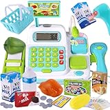 BUYGER Kinder Kasse Spielzeug, Elektronische Registrierkasse mit Scanner Mikrofon Sound Rechnerfunktion, Kaufladen Zubehör Rollenspiel für Kinder ab 3 Jahren - 25 * 12 * 16 cm