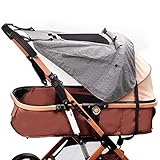 Sonnensegel für Kinderwagen, Universal Kinderwagen Sonnenschutz Abdeckung mit UV Schutz Beschichtung und Wasserdicht, Sichtfenster und breite Schattenflügel, Sonnenschutz für Kinderwagen Buggy