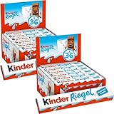 kinder Riegel - 2 x 36 Einzelriegel doppelpack, einzeln verpackte Schokoriegel, zartschmelzende Vollmilchschokolade mit Milchcremefüllung, ohne Farb- und Konservierungsstoffe, 0.76 kilograms