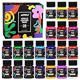 ARTFLY Acryl Lederfarbe Kit, 20 Farben x 30ml mit Acryl Finisher, Acryl-Lederfärbeset, perfekt für Schuhe, Turnschuhe, Jacken, Ledersofas und Autositze