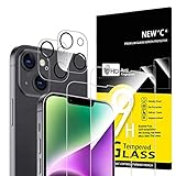 NEW'C 4 Stück, 2 x Panzer Schutz Glas für iPhone 14 (6,1') und 2 x Kamera Panzer Schutz Glas Kameraschutz für iPhone 14 (6,1') -kratzfest -keine Luftblasen -extrem widerstandsfähig -9H-Härteglas