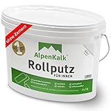 AlpenKalk® Rollputz Rau | 1,0mm Körnung | Hohe Deckkraft, Premium Qualität & verarbeitungsfertig | Roll- und Streichputz für Innen | 24 kg für ca. 40 m²