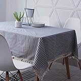 Novetec Tischdecke Rechteckige Baumwolle Leinen Tischtuch Abwischbar Ölbeständig Fleckschutz Tischdecken Pflegeleicht für Drinnen Draussen Garten Esszimmer Party und Festen 120x160