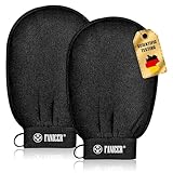 2 Stück Exfoliating Gloves, Sanfte Effektives Peeling, Peeling Handschuhe, Peelinghandschuh für Bad, handschuh für Körper und Gesich für Damen und Herren (Schwarz)