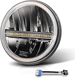 CO LIGHT 7 Zoll Motorrad LED Scheinwerfer E Geprüft mit Hi Lo Angel Eye Kompatibel mit Yama-ha,Tri-umph,Hon-da, KT-M,Wrang-ler JK TJ LJ CJ