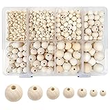 TOAOB 1050 Stück Natürliche Runde Holzperlen Set 6 bis 20mm Gemischte Größe Zwischenperlen mit Box für DIY Schmuck Herstellung