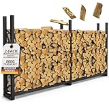 Kaminholzregal aussen VERZINKT ohne Dach 223x25x115 ohne Abdeckplane 800kg Brennholz Feuerholzregal Stapelhilfe Metall Kaminholzunterstand Abdeckung Brennholzunterstand Garten (Vierkant)