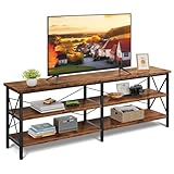 WLIVE TV Schrank Lowboard für Fernseher bis zu 70 Zoll, Fernsehschrank TV Board mit Offenen Stauraum, 160 x 36 x 61 cm, Fernsehtisch für Wohnzimmer und Schlafzimmer Stand up to