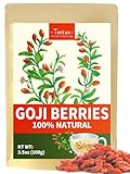 TeeLux Getrocknete Goji Beeren 100g Essbarer, Vegan, Natürliche Ganze Rohe Wolfsbeeren, Koffeinfrei Kräutertee, Gesunder Kräutertee