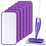 Mop Microfaser Reinigung Pads, 6 Stück Wiederverwendbar Mop Pads für Swiffer WetJet, Wischmopp-Reinigungskissen Bezug Ersatzbezug Wischbezug Reinigungs Pads für Hartholz, Laminat, Fliesen(30×14cm)