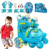 Verstellbare Rollschuhe, Rollschuhe für Anfänger, gepunktete Rollschuhe für Kinder, Anfänger, Rollschuhe für Kinder von 3 bis 8 Jahren, mit beleuchteten Rädern für Rollschuhbahn
