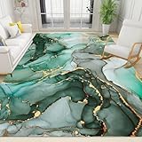 Böhmischer Eleganter Jade-Goldfolien-Fließteppich, Abstrakter Glasierter Marmorteppich, Weiche Textur, Geeignet Für Wohnzimmer, Esszimmer, Studio, Kinderzimmer, Balkon-80x150cm