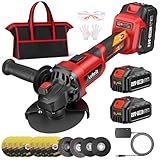 Avhrit Akku Winkelschleifer 21V, Winkelschleifer mit 2x 4000mAh Akkus, 125 mm Bürstenloser Akku-Schleifer mit 9500RPM, Staubgeschützte Technologie zum Trennen & Schleifen