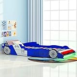 vidaXL Kinderbett mit LED Rennwagen-Design 90x200cm Blau Autobett Jugendbett