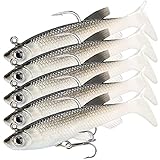 GZGXKJ 5 Stück Angelköder Set Kunstköder Bionic Fischköder für Süßwasser Brine Fishing Gummifische mit Drillingshaken, für Hecht Barsch Zander Angeln Köder(14 g)