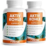 Aktivkohle Kapseln 360x - optimal hochdosiert mit 2000 mg pro Tag - Aktivkohle aus Kokosnuss als Alternative zu Kohletabletten - laborgeprüft mit Zertifikat - Vorrat für 60 Tage