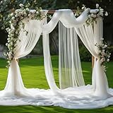 BSTDAYEVER Querbehang Freihanddeko Hochzeitsbogen Gardinen Traubogen Deko Weiß 75cmx8m Himmelbett Vorhänge Organza Stoff Hochzeit Vorhang Kulissenvorhänge für Hochzeiten Fotografie Party Zeremonie