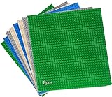 8 Platten-Set Bauplatte Kompatibel mit Meisten Marken,Kompatibel mit Bauplatte Lego Classic,25,5 x 25,5cm,Classic Grüne Blaue Graue Sand Grundplatte für Konstruktionen und für weitere Sets