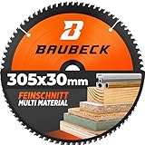 BAUBECK Sägeblatt 305x30 Holz Kappsäge - Multi Material Feinschnitt - Kappsäge 305mm Sägeblatt für Holz, Aluminium uvm. - Sägeblatt 305 kompatibel mit Bosch GCM 12, GTM 12, Metabo KGS 305 uvm.