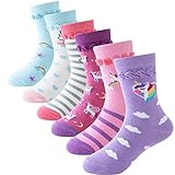 Cirorld Kinder Socken Mädchen Lustige Einhorn Meerjungfrau Socken Süße Bunte Kindersocken Baumwolle Socken, 2-11 Jahre, 6 Paare