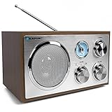 Blaupunkt RXN 180 Nostalgieradio in zeitlosem Holz-Design, mit PLL-UKW-FM-Radio, Bluetooth, AUX-IN, einfache Bedienung, hochwertige Drehregler & Holzkorpus für kraftvollen Klang, Walnuss