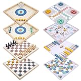 Edsnor 8-in-1 Spielesammlung für 2-4 Spieler, Mensch ärgere Dich Nicht, Holz Brettspiel für zu Hause, Partei, Reisen