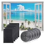 5Stk Fliegengitter Fenster, Fliegengitter Zuschneidbar 130x150cm, Selbstklebend Insektenschutz Fenster mit 5 Rollen Klebeband, Fliegennetz Fenster, Hohe Dichte Mückengitter, Insektenschutz für Fenster