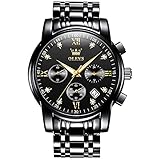OLEVS Chronograph-Uhren für Herren, multifunktional, Edelstahl, analog, Quarzuhr, wasserdicht, mit Datum, Herren-Diamantuhr, Gold, Silber, Blau, Schwarz, 58-blaues Zifferblatt/silbergoldenes Band