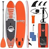 SereneLife Stand Up Paddling Board Aufblasbares SUP Set mit Paddel, Pumpe und Tasche Touring SUP für Kinder und Erwachsene rutschfest tragbar für See Fluss und Meer 155 kg Tragkraft