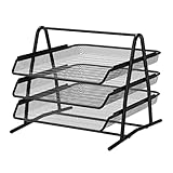 Detectalia Dokumentenablage aus Metall, 3 Fächer, Schwarz - Briefablage Dokumenten-Organizer, Schreibtischablage Organizer für A4-Blätter, Briefe und Mappen, 35.5 x 29.7 x 27 cm
