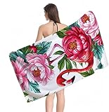 Mikrofaser HandtuchPfingstrose Strandtuch XXL 100 x 180 cm,Saugfähig und Schnelltrocknendes Saunahandtuch mit Gummizug,Yoga Handtuch Rutschfest,Beach Towel für Badezimmer,Strand,Reise,Schwimmen Y1-692