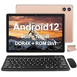 WOZIFAN Tablet 10 Zoll Android Tablet PC 16GB RAM + 128GB ROM + TF 512GB Octa-Core 2.0 GHz, | 8000mAh | 1280 * 800 Pixel | 5MP + 13MP | 5G WiFi | Bluetooth5.0, Tablet mit Tastatur und Maus Gold