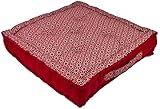 Alphadeco Dickes Bodenkissen Lara 10cm hoch - Stuhlkissen Matratzenkissen Sitzkissen - 45x45x10cm - 100% Baumwolle (Rot/Salsa)