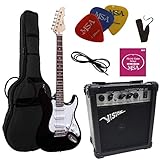 ELEKTROGITARRE SCHWARZ - E-GITARRE - IM SET MIT 20WATT VERSTÄRKER - TASCHE - BAND - SAITEN - 3xPIK ST5 BLACK