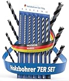 Holzbohrer Set lang Profi - [7-teilig inkl. Tasche] - Schlangenbohrer Ø 4mm, 5mm, 6mm, 7mm, 8mm, 10mm, 12mm x 230mm, lange Schalungsbohrer, Balkenbohrer, langer Holzspiralbohrer, Langbohrer