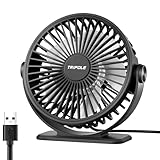 TriPole Ventilator Leiser, Mini Ventilator mit 3 Geschwindigkeiten, USB Tischventilator Leistungsstarker Tragbarer mit 360° Neigung, Fan klein für Einsatz Büro, Schlafzimmer, Reisen