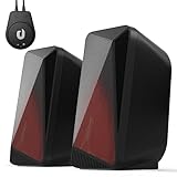 Jeecoo M40 Pc Lautsprecher, Gaming Lautsprecher für Monitor mit verbessertem Stereo Sound, leicht zugängliche, 3.5mm AUX Bluetooth Lautsprecher für Pc Laptops Spielkonsolen Smartphones