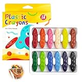 12 Stück Wachsmalstifte ab 1 Jahr, Waschbare Buntstifte für Kleinkinder mit Lebendigen Farben, Ungiftig und Sicher für Leichtes Malen, Ideal für Kreatives Gestalten, Graffiti, Malerei und DIY Handwer