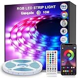 LED Strip 10m, Bluetooth LED Streifen Selbstklebend, RGB Led Band mit Fernbedienung und APP, Farbwechsel mit Musik, Dimmbar Led Lichterkette für Zuhause, Schlafzimmer, Küche, Decke, Party