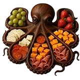 Octopus Charcuterie Platte, Küche Oktopus Köstliche Essensplatte, Meeresfrüchte -Teller, personalisierte Wurstbretter Geschenkset, Fleisch und Obst für Meeresfrüchteliebhaber und (B)
