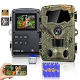 Lutranstra 5K Wildkamera WLAN, 64MP Full HD Wildkamera mit Handyübertragung App, Infrarot Wildtierkamera mit 64G SD Karte & 8*AA-Batterien, Bewegungssensor, Nachtsicht, 0,1s Auslösezeit, IP66