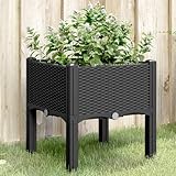 CIADAZ Pflanzkasten mit Beinen Schwarz 40x40x42 cm PP, Pflanzkübel Mit Rankgitter, Blumenkasten Mit Rankgitter, Spalier, Pflanzkasten, Pflanzgefäß - 367888