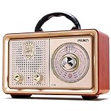 PRUNUS J-110 AM/FM/SW Retro Radio mit Bluetooth, Nostalgie Radio mit 3 Stromversorgungsoptionen, Gehäuse in Holzoptik, 5W-Lautsprecher mit Verbesserter Bass, Unterstützt USB/TF/AUX. Gold