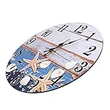 Ciieeo Strand Wanduhr im Maritimen Design Stumme Wanduhr für Wohnzimmer Schlafzimmer und Büro Batteriebetrieben Einfache Montage Dekorative Uhr ohne Ticken