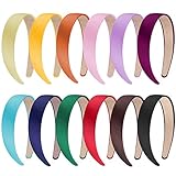 SIQUK 12 Stück Haarreifen Satin Breit Haarreif Stirnbänder für Damen und Mädchen, 12 Farben