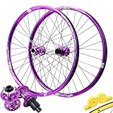 ZECHAO Scheibenbremse Fahrrad Laufradsatz,Steckachse 26 27,5 29 Zoll Mountainbike Räder Aus Aluminiumlegierung Vorne 2 Hinten 4 Lager for 8-12S-Kassette Wheelset(Purple- MS,29inch)